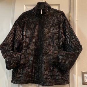 Globus stylish coat with diamonds on zipper hardware. Great for the holidays.